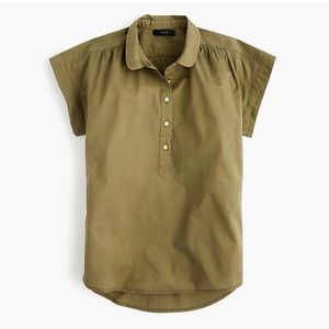 J. Crew Army Green Popover Top Size 2
